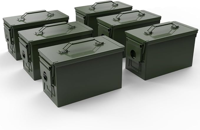 PATRON 30 & 50 Cal Ammo Can Metal Ammo Box Storage Crate Case for Shotgun Bullet Rifle Ammunition Waterproof (Black or Green)