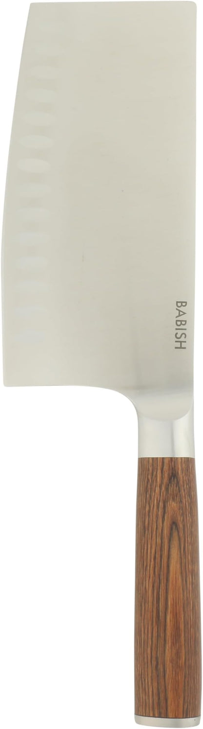 Babish 6.5-Inch Forged Cleaver Knife with Dark Pakka Wood Handle – High-Carbon 1.4116 German Steel Full Tang Kitchen Knife for Heavy-Duty Chopping and Slicing
