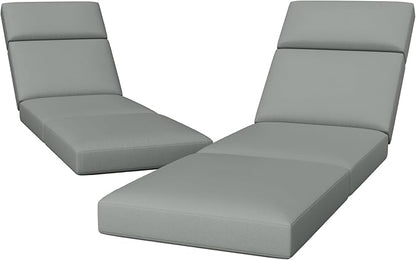 2 Pcs Chaise Lounge Cushions Outdoor, 72 x 21 x 4 Inch Lounge Chair Cushions for Outdoor Furniture - Waterproof Lounge Patio Replacement Cushion, 4In Fade-Resistant ThickPatio Chaise Lounge Cushion