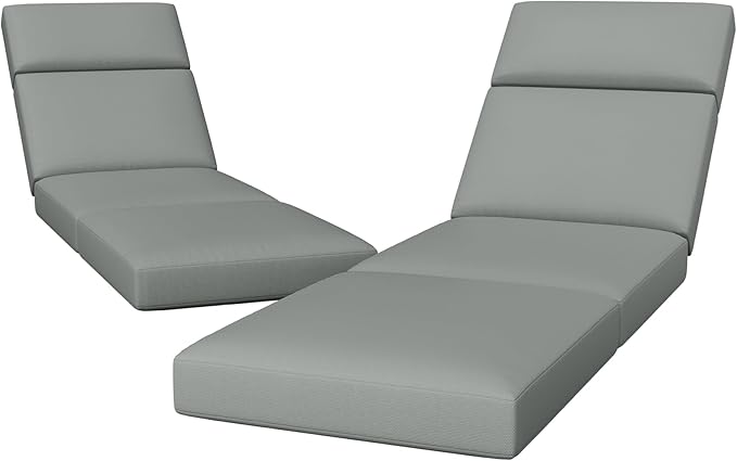 2 Pcs Chaise Lounge Cushions Outdoor, 80 x 26 x 4 Inch Lounge Chair Cushions for Outdoor Furniture - Waterproof Lounge Patio Replacement Cushion, 4In Fade-Resistant ThickPatio Chaise Lounge Cushion