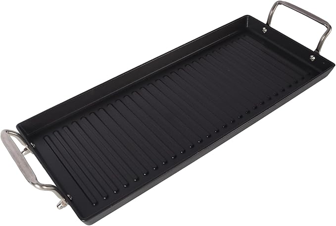 Pre-Seasoned Cast Iron Griddle for Gas Grill, 26.7"x8.6" Ribbed Flat Top Grill Plate for Double Burner, Durable for Gas/Electric/Charcoal Grills, for Stovetop, Camping & BBQ