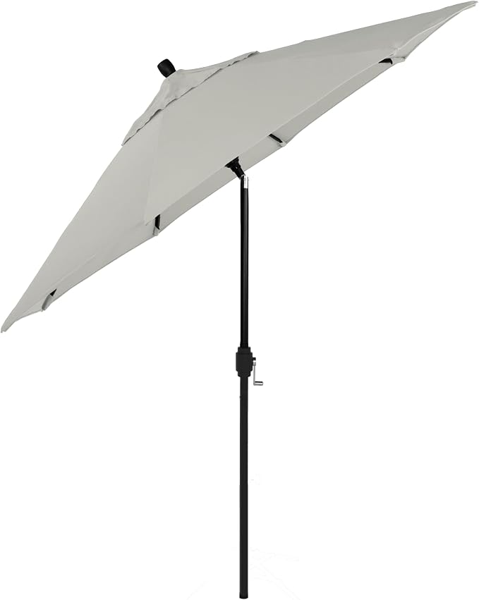 California Umbrella 12-Year-Non-Fading, 9Ft Premium Sunbrella Patio Umbrella, Hand-Crank, Button-Tilt, Black Frame, Granite Fabric