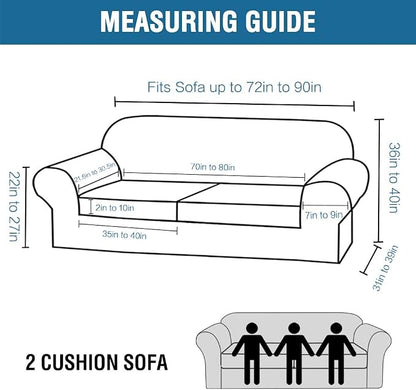 H.VERSAILTEX Real Velvet Plush 3 Piece Stretch Sofa Covers Couch Covers for 2 Cushion Couch Sofa Slipcovers Width Up to 90 Inch Thick Soft Stay in Place (Large Sofa, Caramel Cafe)