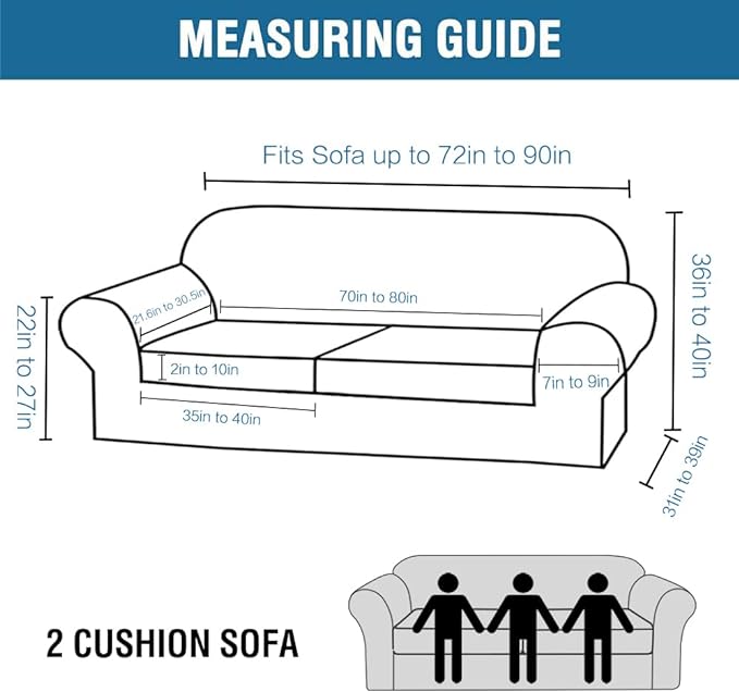 H.VERSAILTEX Real Velvet Plush 3 Piece Stretch Sofa Covers Couch Covers for 2 Cushion Couch Sofa Slipcovers Width Up to 90 Inch Thick Soft Stay in Place (Large Sofa, Sea Grass)