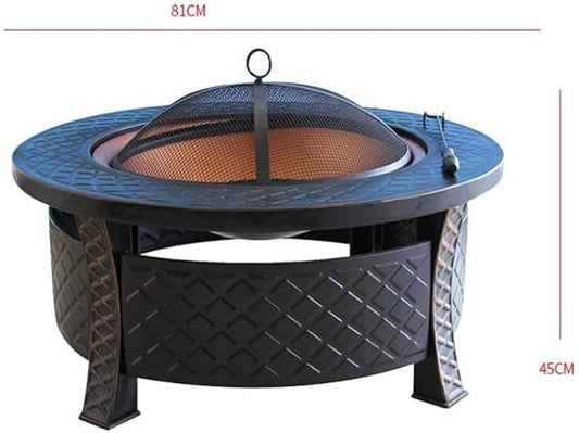 BBQ Grill Outdoor Barbecue Table Outdoor Courtyard Charcoal Brazier Heating Household Leisure Barbecue Stove Multifunctional Round Brazier