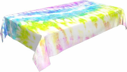 TKS MITLAN Tablecloth Rainbow Tie Dye Table Cloth Rectangle Table 60 x 84 Inch Distorted Watercolor Bright Pattern Vibrant Kitchen Decorations for Home Dinner Party