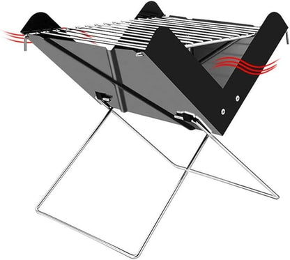 Portable Charcoal Grill X-Shaped Foldable BBQ Stove, Stainless Steel Camping BBQ Grills for Outdoor Barbecue Grill Picnic Backpacking, Compact Charcoal Grills BBQ for 1-3 People,A-1