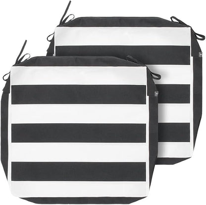 Magpie Fabrics Indoor Outdoor Cushion Cover Replacement 2 Pack, NO Insert! Water Repellent Slipcover with Ties Christmas Decor for Patio Garden Chair Seat Sofa Bench Wicker(Black White, 20x18x4 Inch)