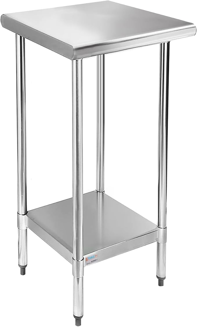 STABLEINK Stainless Steel Small Table with Undershelf 18x24 Inches for Prep | NSF Certified Heavy Duty Metal Work Table Workbench for Commercial Kitchen Restaurant Hotel Laundry Garage Chef Homemaker