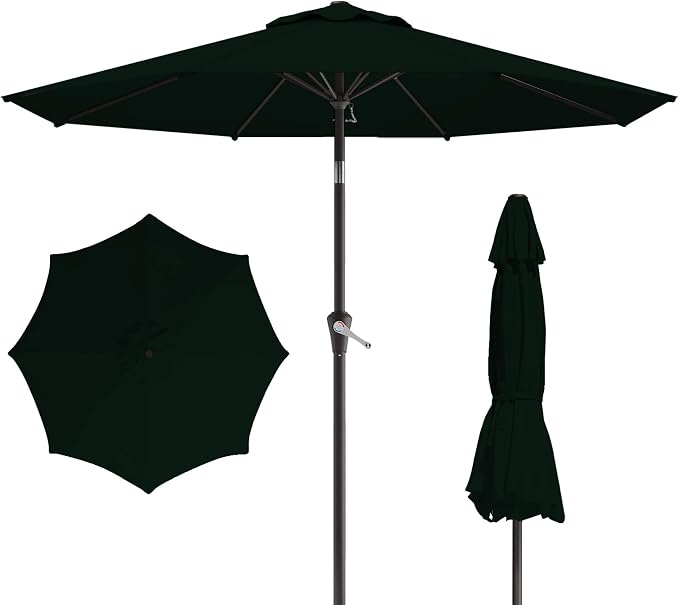 10FT Patio Umbrella, Outdoor Umbrella with Push Button Tilt and Crank, 8 Sturdy Ribs, UV Protection & Waterproof Market Umbrella for Pool, Backyard, Beach,Deck