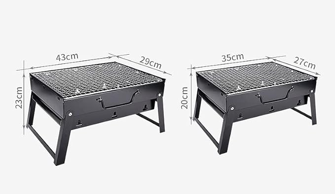 IRYZE Portable Charcoal Grill Charcoal BBQ Grill Stainless Steel BBQ Foldable Portable Outdoor Cooking Camping Hiking Picnic BBQ Grill for Outdoor (Color : Black, Size : 35x27x20cm)