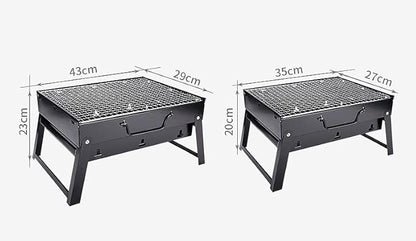 IRYZE Portable Charcoal Grill Charcoal BBQ Grill Stainless Steel BBQ Foldable Portable Outdoor Cooking Camping Hiking Picnic BBQ Grill for Outdoor (Color : Black, Size : 35x27x20cm)