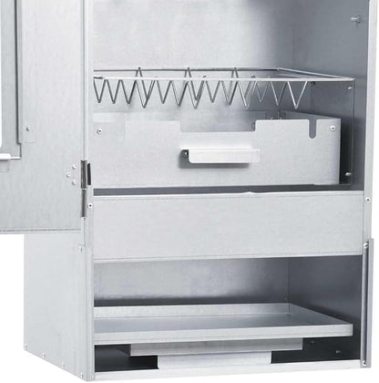 Vertical BBQ Smoker Grill with Viewing Window, Outdoor Meat Smokehouse for Fish and Sausages, Includes 2.2 lb Wood Chips and 12 Hooks, 17.5 x 11.4 x 32.7 Inches