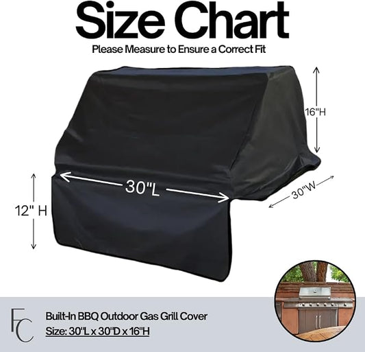 Formosa Covers Built-in BBQ Outdoor Gas Grill Cover 30" L x 30" D x 16" H Vinyl Black Fits Weber 30 Inch, Heavy-Duty Waterproof Black Vinyl Outdoor Island Guard