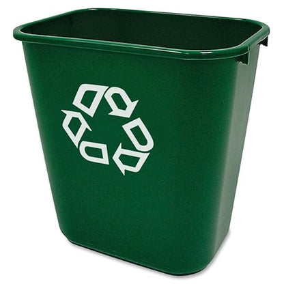 Rubbermaid Commercial Products Deskside Recycling Can, 7-Gallon/28-Quart, Green Recycling Symbol, Plastic, for Bedroom/Bathroom/Office, Fits Under Desk/Sink/Cabinet, Pack of 12