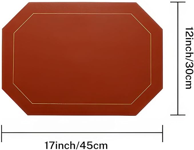 Oil-Proof Faux Leather Dual Sided Placemats Set of 4,Wipeable Table Protective Mats,Heat-Resistant Dining for Kitchen, Indoor Outdoor Use,Black&Red