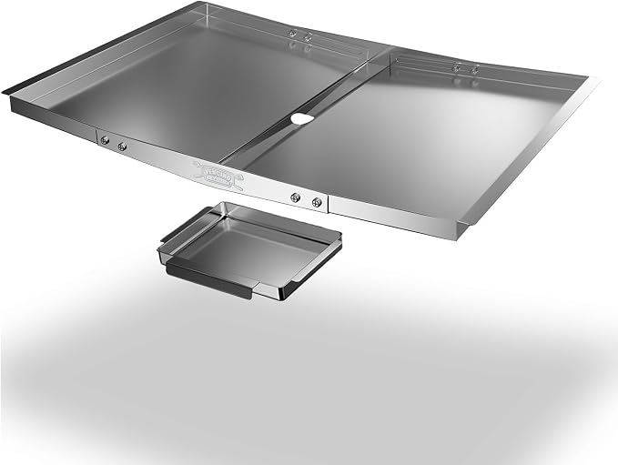 Universal Grease Tray with Catch Pan, Dyna Glo Grill Replacement Parts | Stainless Steel Adjustable Drip Pan Fits 4/5 Burner Nexgrill 720-0888 720-0888S Charbroil Expert Grill 24"-30" size