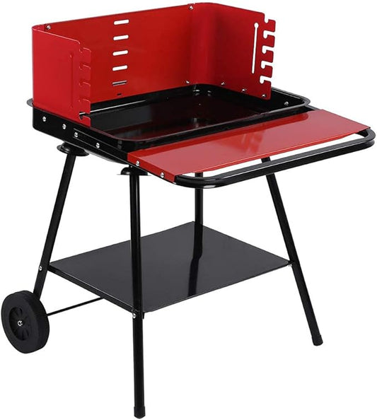Portable Charcoal Grill with Wheels, Stainless Steel Outdoor Barbecue Grill for Camping BBQ, Non-Stick Easy Clean Charcoal Grills BBQ Smoker for Hiking Picnic,A-1