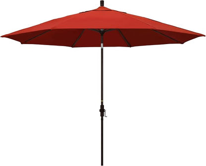 California Umbrella 11Ft Premium Patio Umbrella, Hand-Crank, Tilt-Collar, Bronze Frame, Solution Dyed Sunset Fabric