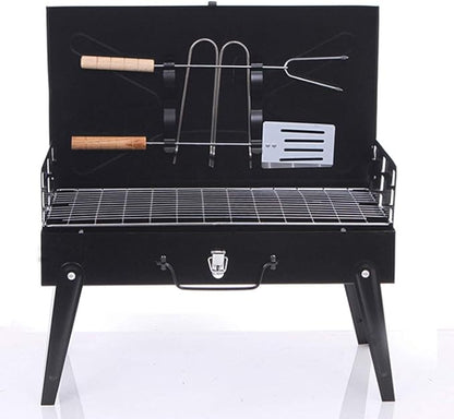 Portable Charcoal Barbecue Grill, Folding Stainless Steel Outdoor Home Kitchen Camping Cooking Tool Accessories