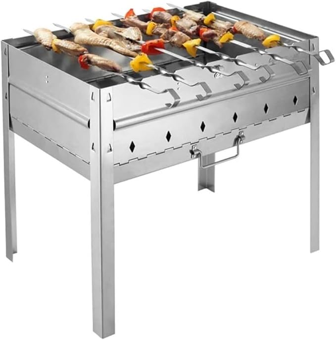 Outdoor Picnic Charcoal Barbecues BBQ Grill Portable Foldable Large Barbecue Rack Carbon Charcoal Outdoor Barbecue Grill Outdoor Grill(49X27X36cm)