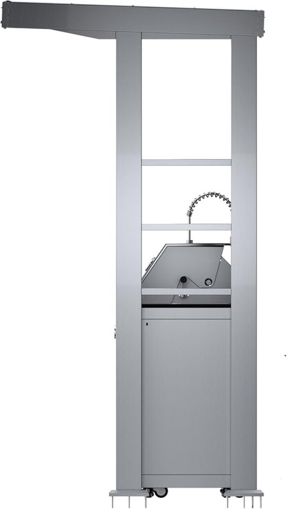 97-Inch 4-Burner 72000 BTU Stainless Steel Propane Gas Grill Outdoor Kitchen Island with Canopy,648Sq.In Cooking Area,Wine Cooler,Refrigerator,Rotisserie,for Backyard BBQ,Silver