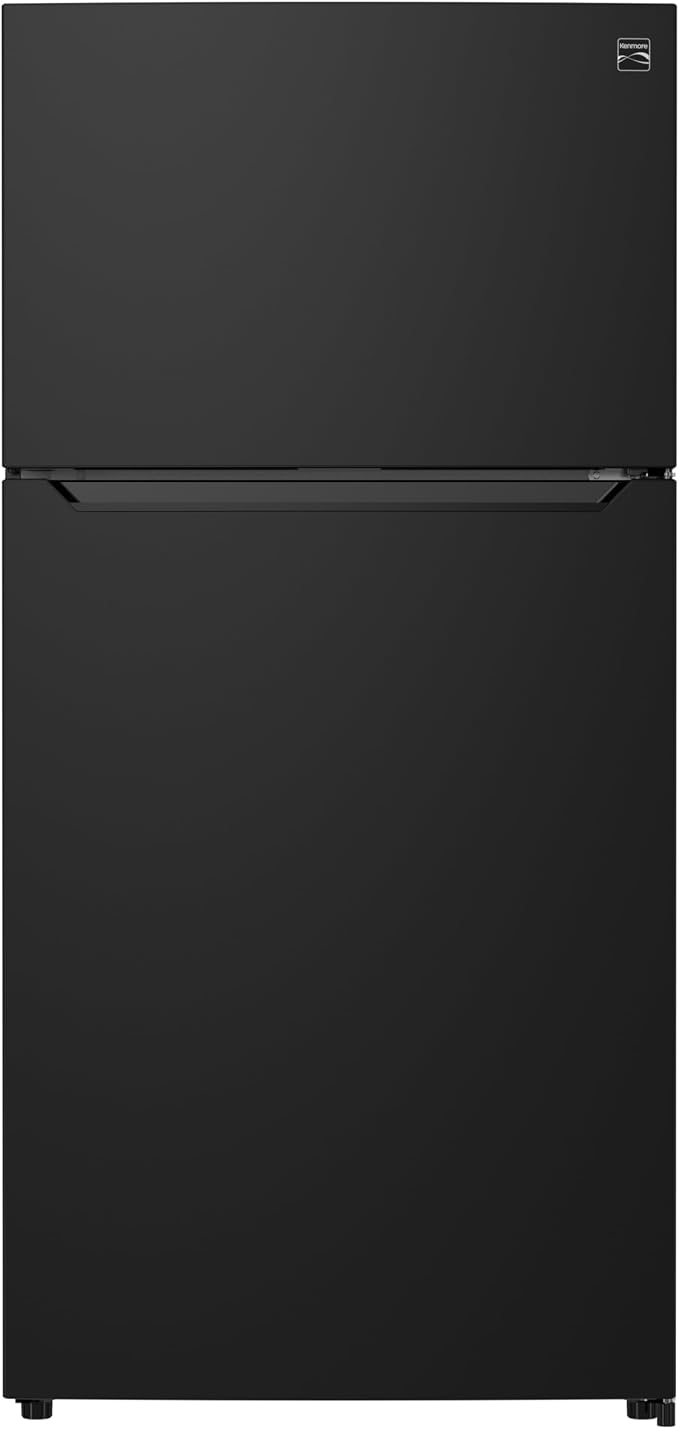 Kenmore 25 cu. ft. 33" Wide Top Mount Refrigerator - Black | Adjustable Glass Shelving, Humidity-Controlled Crispers, Gallon Door Bins, LED Lighting, ENERGY STAR Certified