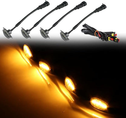 LED Grille Light Kit, Compatible with Ford F-150 Raptor Style Grille 2004-2019 (Aftermarket), LED Truck Bumper Hood Lights, 4PCS (Smoked Cover/Amber LED Lights)
