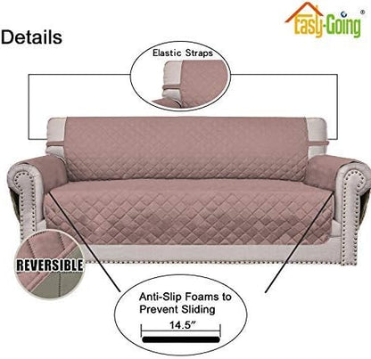 Easy-Going Reversible Couch Cover, 4 Seater Sofa, XX-Large Sofa, Pink/Beige | Machine Washable Slipcover For Dogs, Water Resistant Furniture Mat For Living Room, Non-Slip Sofa Cover, Pet Friendly