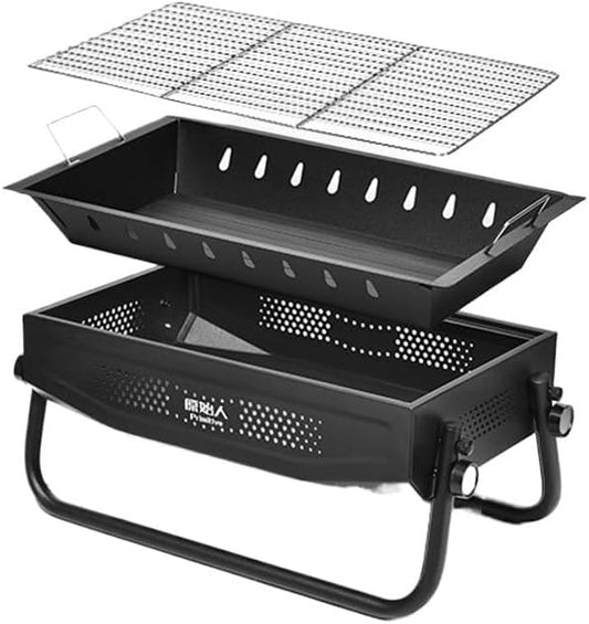 Portable Charcoal Grill for Camping BBQ, Outdoor Barbecue Grill with Stable Support, Lightweight Camping Grill for Home Use,47 * 28.7 * 21.6Cm-D