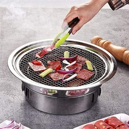 Camping Barbecue Grill Charcoal Barbecue Grill Stainless Steel Non-Stick Barbecue Tray Grills Portable Charcoal Stove Outdoor Camping Barbecue Charcoal Grill(40cm)