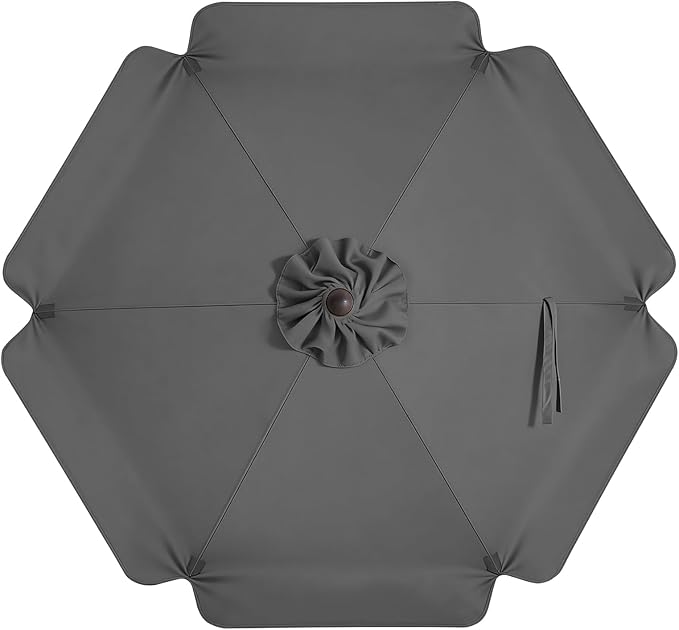 MASTERCANOPY Valance Patio Umbrella 7.5 ft Replacement Canopy for 6 Ribs-Charcoal Grey Canopy Only