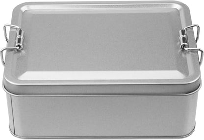 2 Pack Silver Tin Box Containers Metal Storage Box with Lids Rectangular Containers with Buckle Latch for Home Storage Outdoor Usage(5.71"×4.33"×2.17")