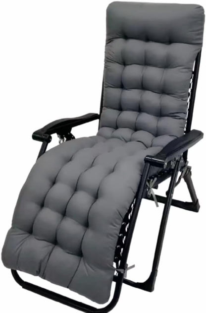 Patio Chaise Lounger Cushion， Rocking Chair Sofa Cushion with 6 Ties， Thick Padded Swing Bench Cushion， Zero Gravity Chair Cushion61x19x3in (Dark Grey)