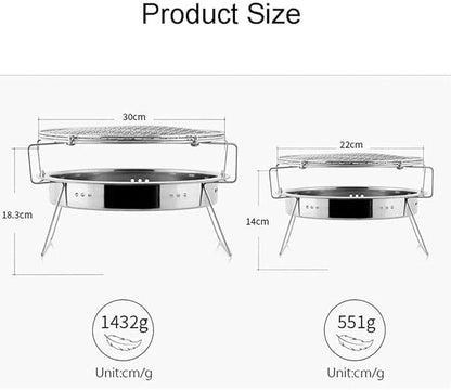Outdoor Charcoal Grill Stainless Steel Portable Charcoal Grill Barbecue Cooking Stove Round BBQ Grill for Outdoor Picnic Cooking BBQ Grill Barbecue Grill Grill