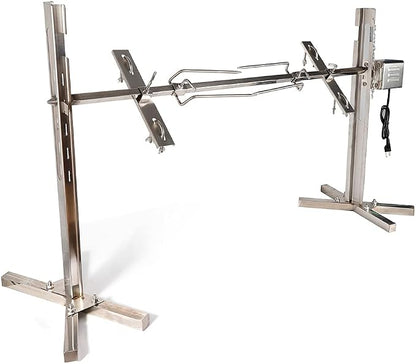DYRABREST 15W Rotisserie Grill Kit Tripod Rotisserie Roaster Stand, 53inch Pig Roaster Rotisserie with Adjustable Spit Height, Electric BBQ Grill Stand for Pork, Chicken, Lamb, or Goat