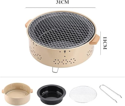 Portable Charcoal Grill for Camping BBQ Grills Outdoor Barbecue Grill with Hearth Storage and Whole Body Wash Design, Easy to Carry and Durable,LightGrey-D