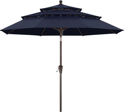 ABCCANOPY 5-Year 10-Year No Fading 9FT 3 Tiers Patio Umbrella, Outdoor Table Umbrella with 8 Sturdy Ribs for Deck, Backyard, Garden, Yard