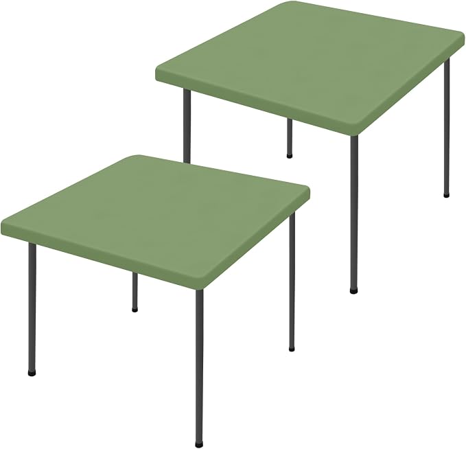 Moosfor 2 Pack Square Spandex Fitted Table Cloth, Elastic Tablecloth | Washable Picnic Table Cover, Stretch Waterproof Table cloths for Party, Patio, Dining, Kitchen, 34" x 34", Sage Green