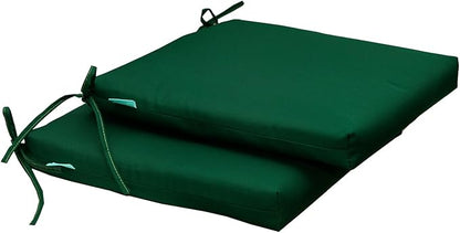 QILLOWAY Outdoor Indoor Seat Cushions, Square Foam Dining Chair Pads,All Weather, 17"x17"x3",2 Count (Mallard/Forest Green)