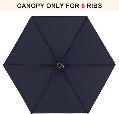 MASTERCANOPY Patio Umbrella 7.5 ft Replacement Canopy for 6 Ribs-Navy Blue Canopy Only