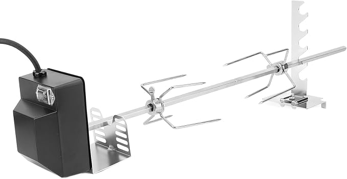 GOWENIC Universal Rotisserie Kit for Grills, Stainless Steel Rotisserie Kit Grilling Accessories, Switch Stable Rotating Motor 15kg/33.1lb Load Bearing, for Outdoor BBQ (US)