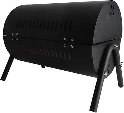 Charcoal BBQ Grill Charcoal Barbecue Grill Portable with Double Sided Design Detachable Carbon Groove Wooden Handle for Camping Picnics Parties Outdoor Barb (Black)