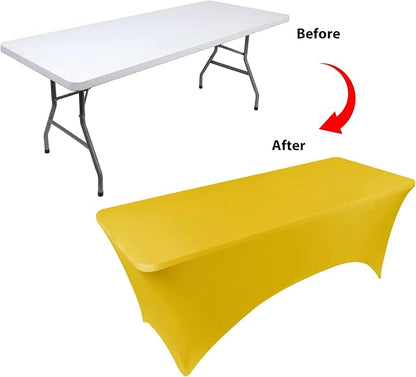 BDDC 4ft Stretch Spandex Fitted Table Cloth for 4 Foot Tables | GRS-Certified Eco-Friendly Fabric, Elastic Fit Rectangle Tablecloth, Washable, Wrinkle-Free, For Events & Parties