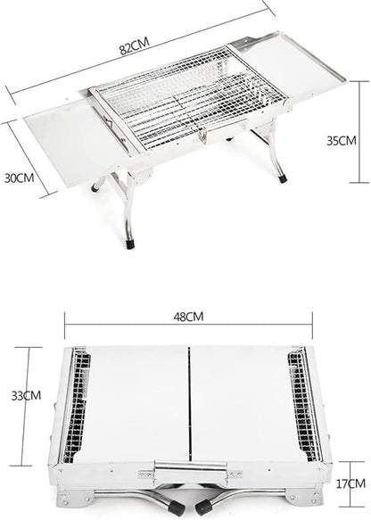 Camping Barbecue Grill Folding Charcoal Grill Portable Charcoal Grill Stainless Steel for Outdoor Camping Travel Park Beach Barbecue Charcoal Grill
