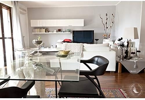 Fab Glass and Mirror 18" Inch Square 1/2" Thick Tempered Radius Corners Beveled Edge Polish Glass Table Top, Clear