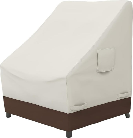 Amazon Basics Outdoor Patio High-Back Chair Cover, Beige/Tan, 35"x 28" (Pack of 8)