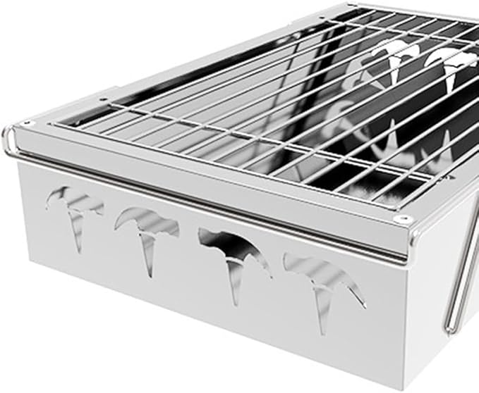 Barbecue Charcoal Grill Barbecue Grill with Strip Grill, Fashion Novel Barbecue Shelf, Barbecue Stove for Outdoor Cooking Camping Beach Traveling Small Folding Tabletop Grill