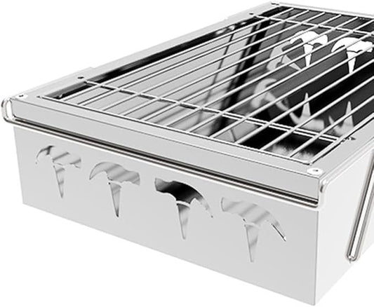 Barbecue Charcoal Grill Barbecue Grill with Strip Grill, Fashion Novel Barbecue Shelf, Barbecue Stove for Outdoor Cooking Camping Beach Traveling Small Folding Tabletop Grill
