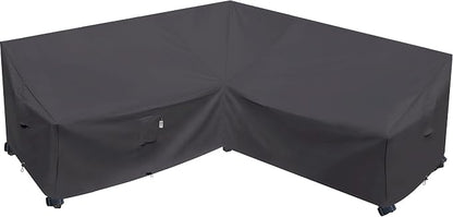 Heavy Duty Outdoor Sectional Sofa Cover, Waterproof 600D Patio Sectional Couch Cover, Lawn Patio Furniture Protector(Storm Grey, V-Shaped-90 x 90")